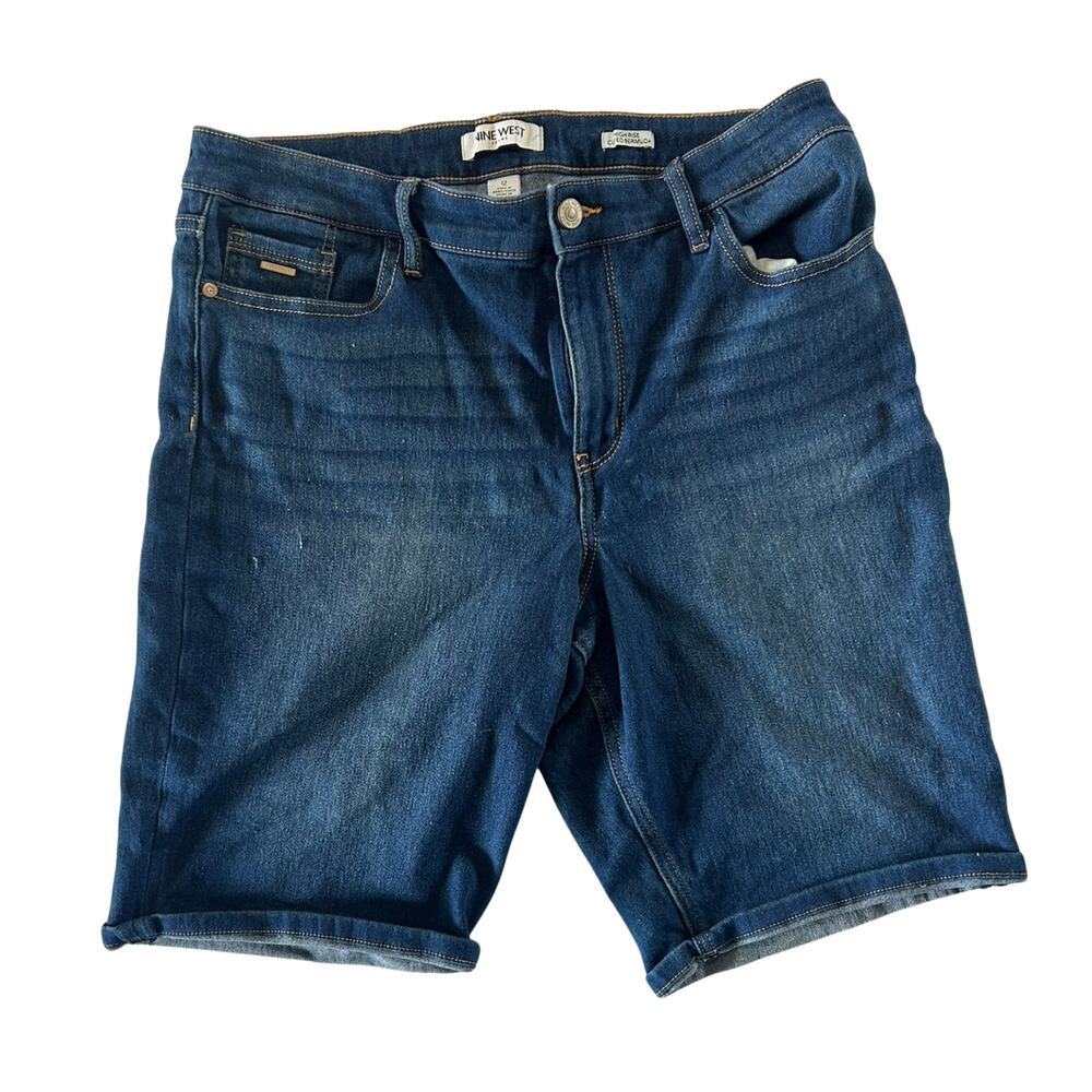 Nine West 12 High Rise Cuffed Bermuda Jorts Denim Shorts Y2K Casual Vacation